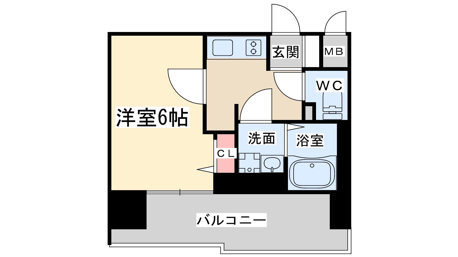 エスリードレジデンス梅田グランゲート(1K/4階)の間取り写真