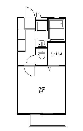ラリーグラス(1K/1階)の間取り写真