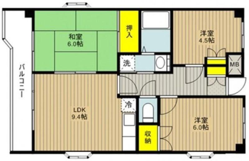 グランパレス堀口(3LDK/2階)の間取り写真