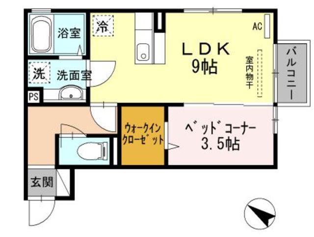 サンクアヴェニュ(1LDK/2階)の間取り写真