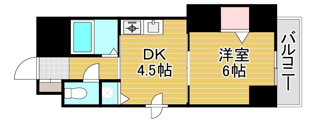 ノルデンハイム今福(1DK/6階)の間取り写真