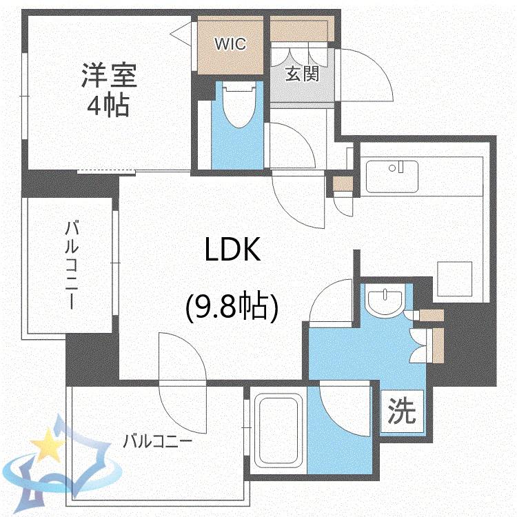 ネベル円山公園表参道(1LDK/3階)の間取り写真
