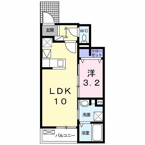 カーサ コルディアーレ A(1LDK/1階)の間取り写真