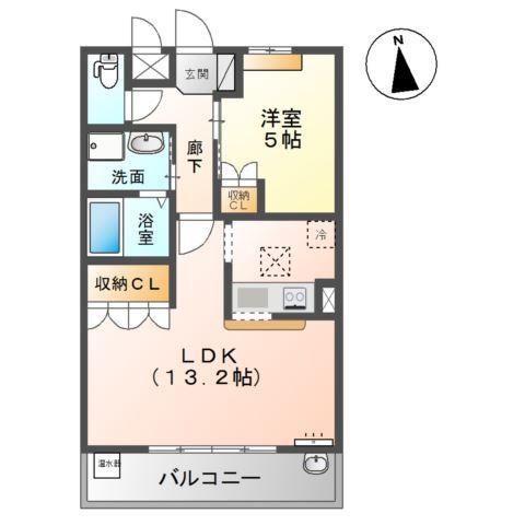 BELLCREST(1LDK/1階)の間取り写真