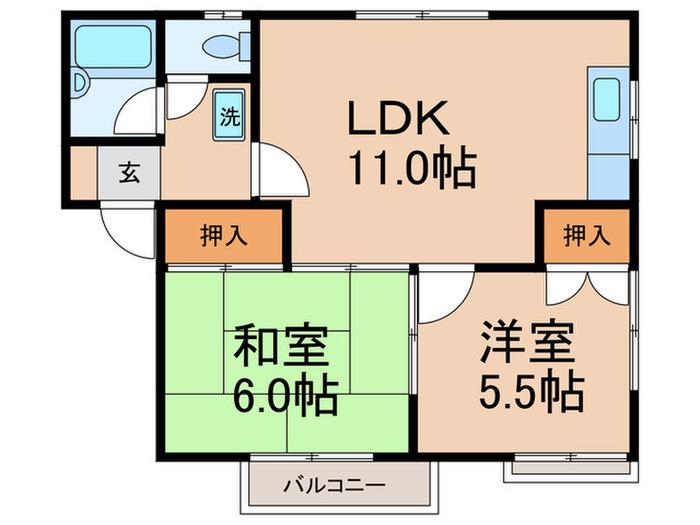 サンホ-ム志免(2LDK/2階)の間取り写真