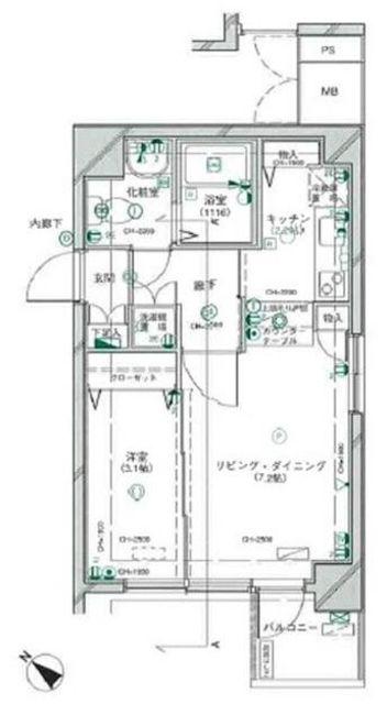 スカーラ武蔵小山(1LDK/2階)の間取り写真