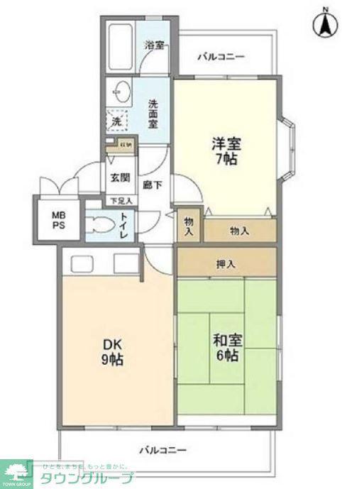 アコルデ鷺沼(2DK/2階)の間取り写真