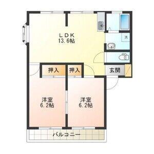 メゾン・アンソレイエII(2LDK/2階)の間取り写真