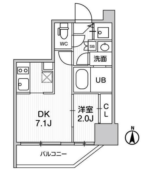 グラシアプレイス東陽町(1DK/13階)の間取り写真