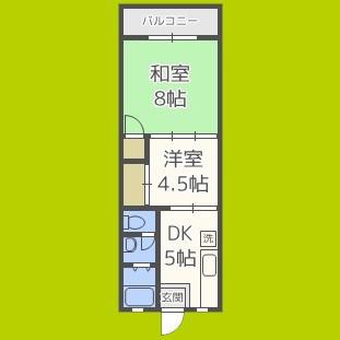 ヴォーグマンション(2DK/5階)の間取り写真