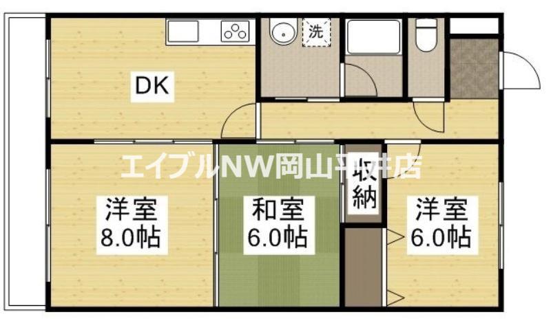 レジデンス泉(3DK/2階)の間取り写真