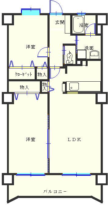 ラフィーネ掛川BII(2LDK/6階)の間取り写真
