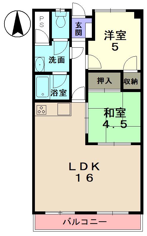 コーポ11(2LDK/10階)の間取り写真