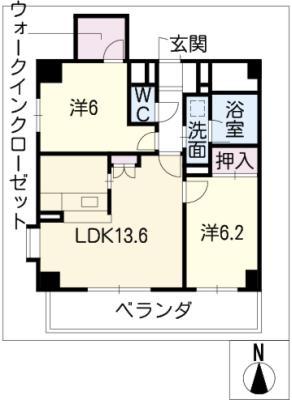 WILL STAGE BIHOU(2LDK/8階)の間取り写真