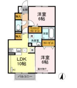 VENT VERT(2LDK/1階)の間取り写真