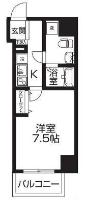 ミモラダ亀戸駅前(1K/6階)の間取り写真
