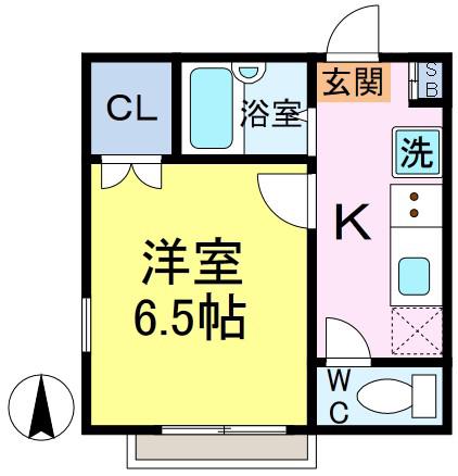 シャンブル松本VI(1K/2階)の間取り写真