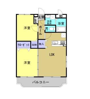 グランシャトーII(2LDK/3階)の間取り写真