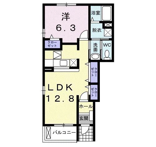 ドゥーメゾン NII(1LDK/1階)の間取り写真