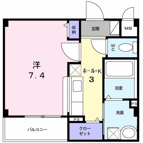 プリマベーラくずは(1K/2階)の間取り写真