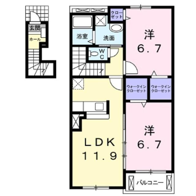 サンリットハウス(2LDK/2階)の間取り写真