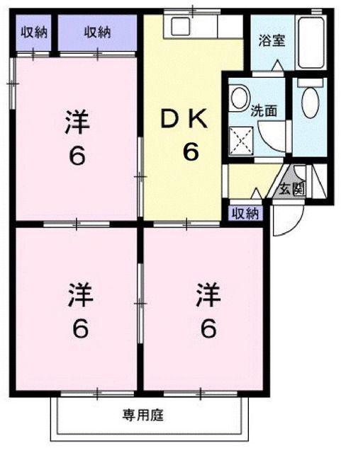 パークサイド328 A(3DK/1階)の間取り写真