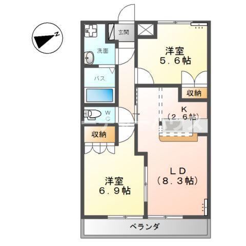 オパール・サン・セリテ(2LDK/1階)の間取り写真