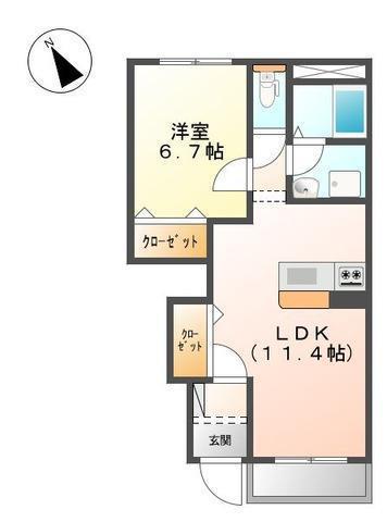 コンフィード本橋II(1LDK/1階)の間取り写真