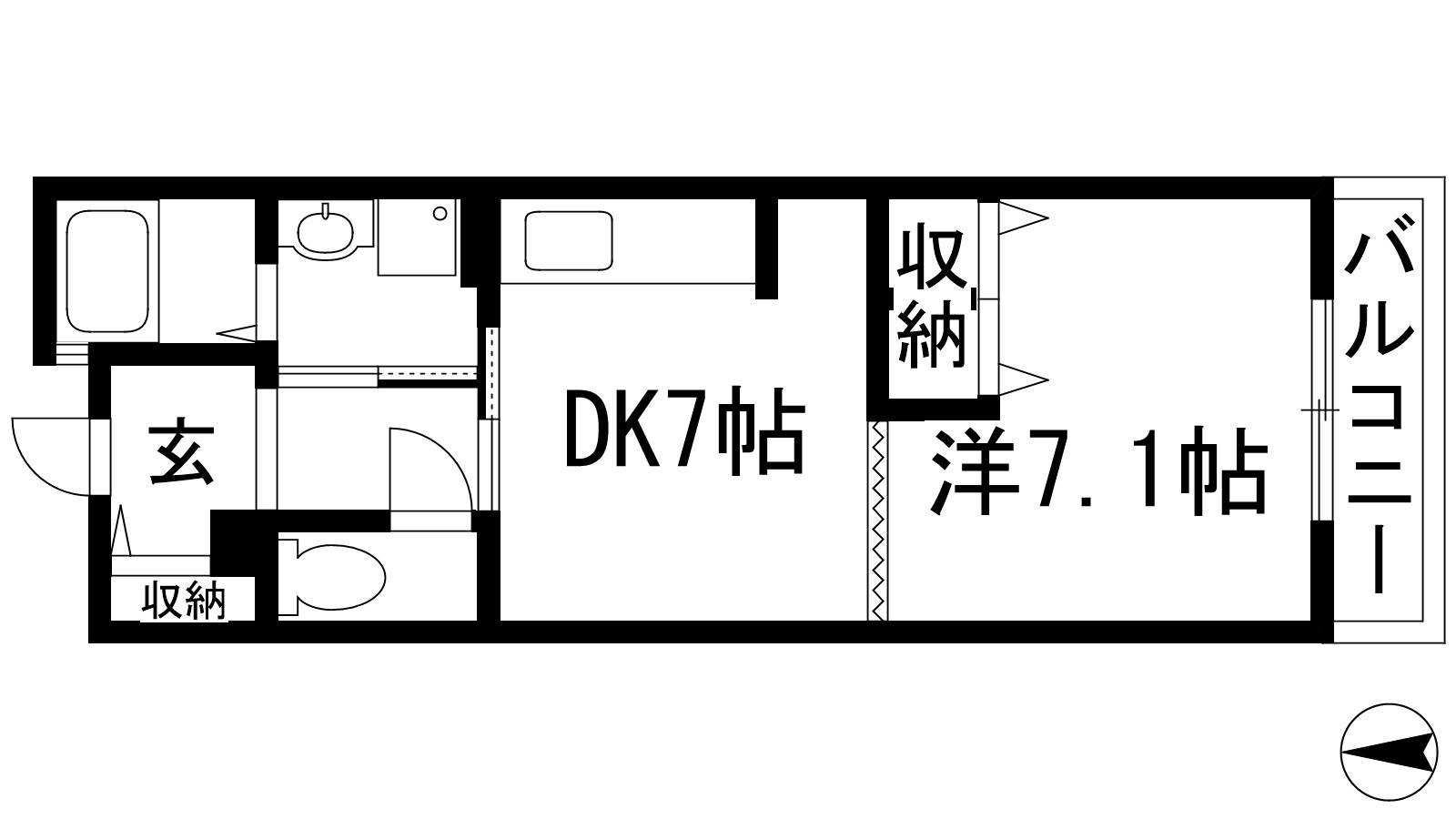 フレール宝塚御殿山6号棟(1DK/3階)の間取り写真