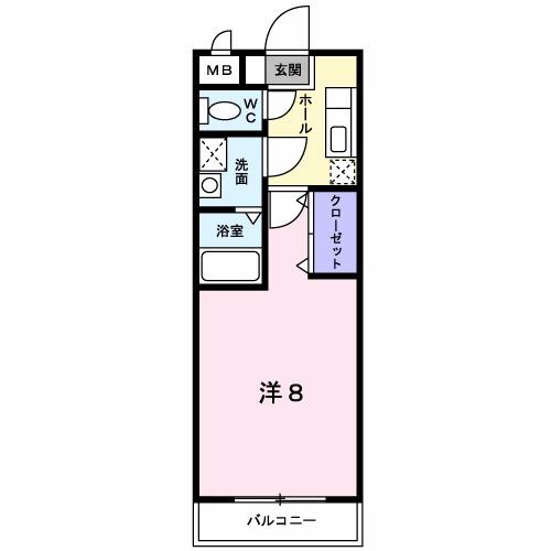 ピュアセルト森尾(1K/1階)の間取り写真