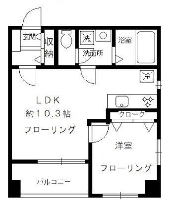 ニューハイム小原参番館(1LDK/6階)の間取り写真