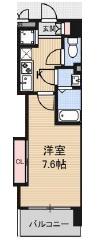 LUXE難波西III(1K/7階)の間取り写真