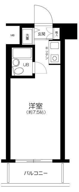 スカイノブレ川崎柳町(ワンルーム/9階)の間取り写真