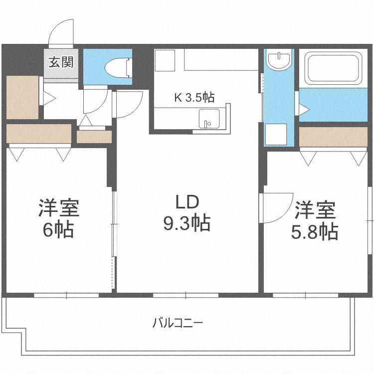 アトラス手稲(2LDK/5階)の間取り写真