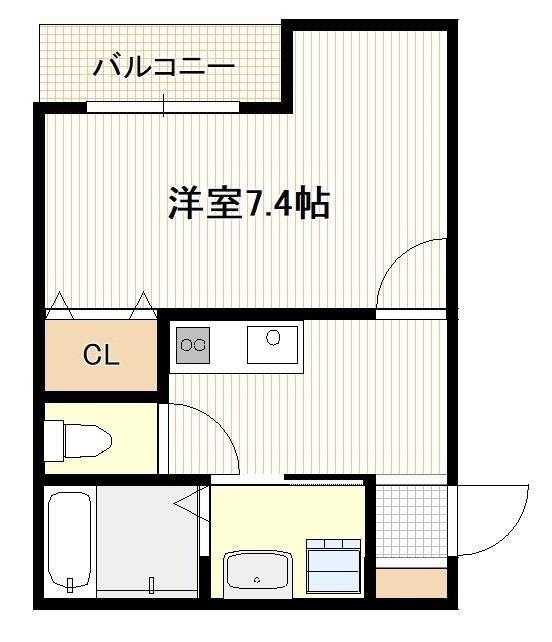 SUN イースト(1K/2階)の間取り写真