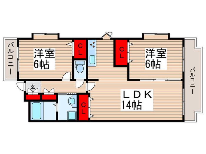 平成ホームズ西浦和(2LDK/2階)の間取り写真