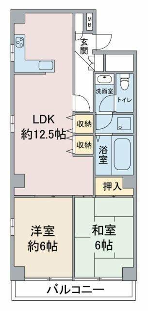 FREESIA(2LDK/3階)の間取り写真