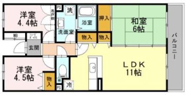 BELLEVUE壱番館 ヴェルビュー(3LDK/3階)の間取り写真