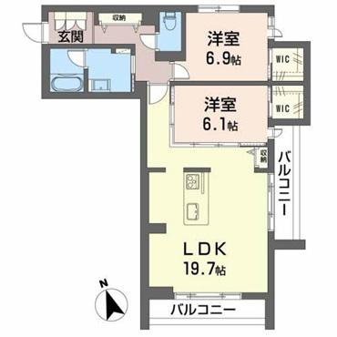 シャーメゾン ソレイユ(2LDK/2階)の間取り写真