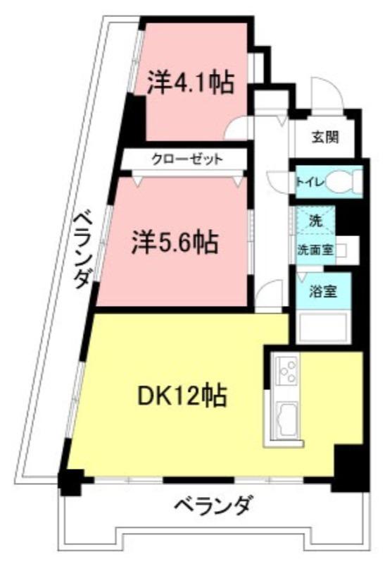 ハイムてつ(2LDK/4階)の間取り写真