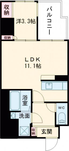 ショーンズ元町(1LDK/5階)の間取り写真