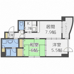 LE CIEL大通(2LDK/3階)の間取り写真