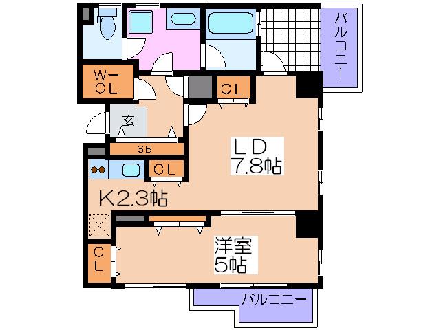 アースブルージュ(1LDK/6階)の間取り写真