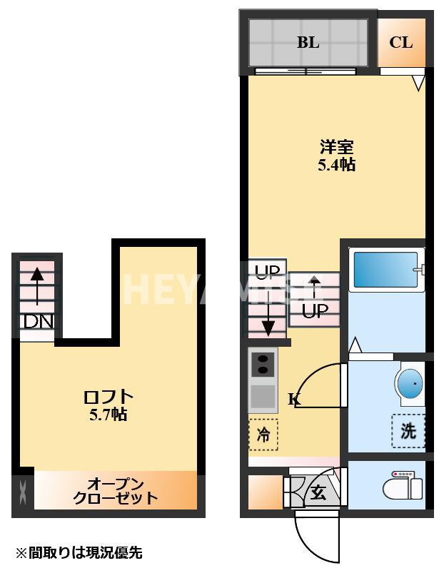 MODERN PALAZZO 宇都 AI SECOND(1SK/1階)の間取り写真