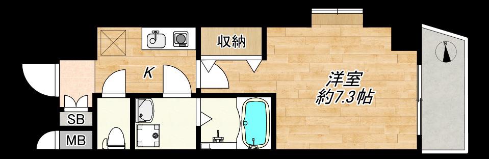 MESSAGE九条みなと通(1K/3階)の間取り写真