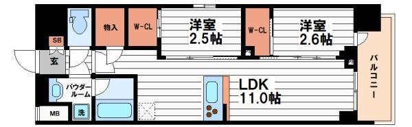 コンフォリア・リヴ淡路町一丁目(2LDK/10階)の間取り写真