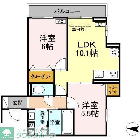 カルディア新綱島(2LDK/3階)の間取り写真