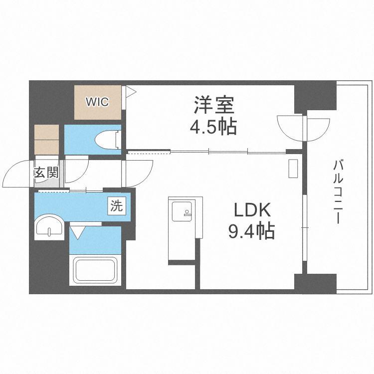 プライマル札幌桑園(1LDK/9階)の間取り写真