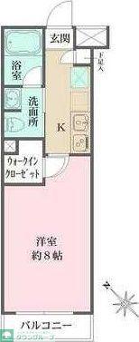 エルスタンザ西小山(1K/4階)の間取り写真