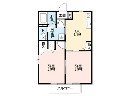 フレグランス長田 A(2DK/1階)の間取り写真